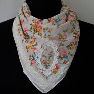 Pierre Balmain Romantic Pocket Scarf With Lace Cameo - France